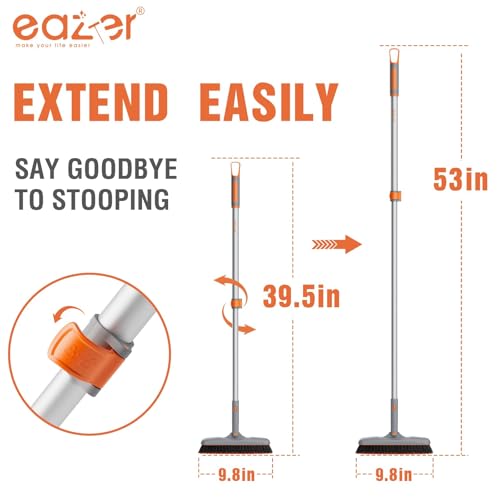 Eazer Grout Brush with Long Handle, 180°Rotation Tile Grout Cleaning Brush, V-Shape Shower Scrubber Cleaner, Stiff Bristle for Cleaning Bathroom Tile Floors - 53in