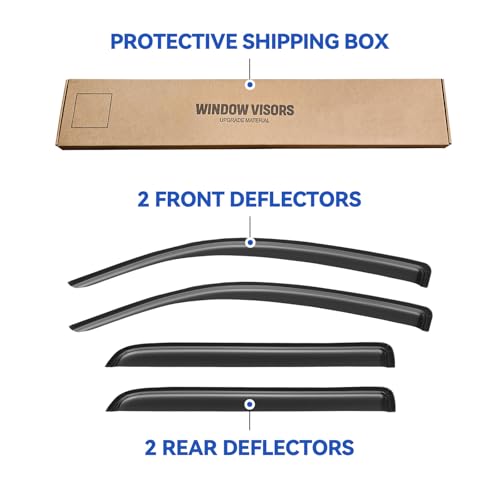 Image of Window Visors Rain Guards for 2008-2022 Toyota Sequoia, Out-Channel Window Vent Wind Deflectors Visors Shades for 08-22 Sequoia