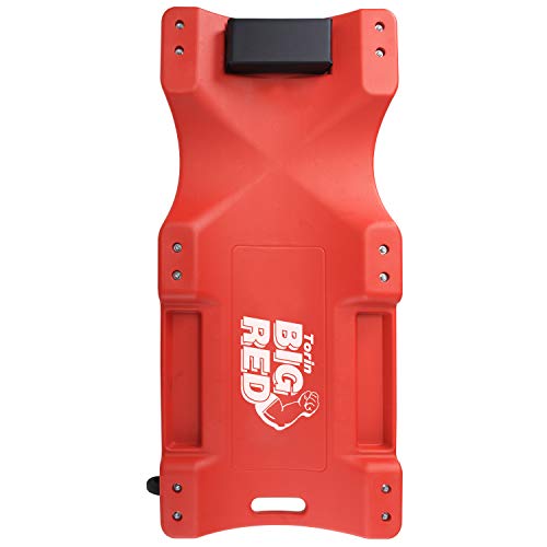 Big Red Trp6240 Torin Blow Molded Plastic Rolling Garage/Shop Creeper: 40" Mechanic Cart With Padded Headrest, Dual Tool Trays And 6 Casters, Red #TOP2