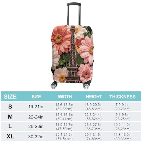 Travel Luggage Cover Elastic Suitcase Protector Anti-Scratch Washable Flower Paris Eiffel Tower Luggage Sleeve Tsa Approved Carry on Covers Baggage Cover Fits 18-32 Inch Luggages2
