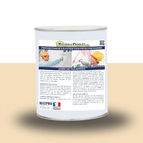 MATPRO - Peinture Étanche & Élastique pour Protection de Façade - pour Mortiers, Briques, Crépis, Fissurés ou Non, Avec ou Sans Relief - Coquille d’œuf - 20Kg