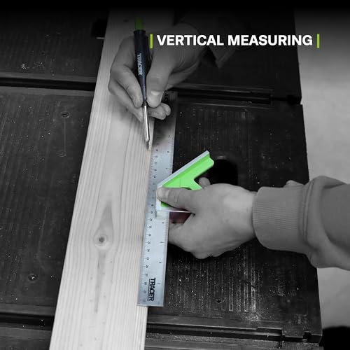 TRACER Kombinationswinkel, 300 mm, 45/90-Grad-Messwerkzeug mit eingebauter Wasserwaage und Anreißwerkzeug, metrische und imperiale Skalen