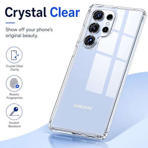 Image of DIZORO for Samsung Galaxy S25 Ultra 5g Case Clear,[30X Anti-Yellowing] Galaxy S25 Ultra Phone Case with Hard Back & Soft Edge,[15FT Mil-Grade Protection] Back Cover for Galaxy S25 Ultra- Transparent
