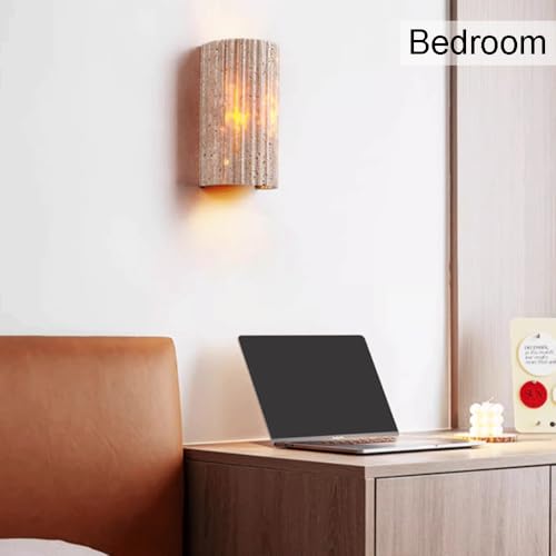Aplique de pared estilo industrial con luz cálida de travertino amarillo 4