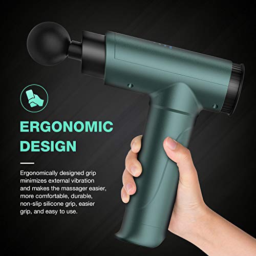 Percussion Massage Gun, PretiHom Massage Impact Device Wireless Handheld Vibration Deep Tissue Muscle Electric Gun with 6 Adjustable Speed and 8 Heads Helps Relieve Soreness