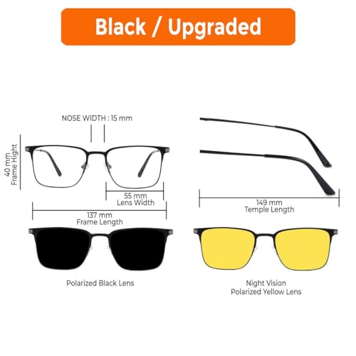 Image of HASHTAG EYEWEAR Stylish Magnetic Clip-On Sunglasses for Men and Women | Polarized UV Protection | Detachable Eyewear | Anti-Glare Clip On for Driving | Fashionable Shades