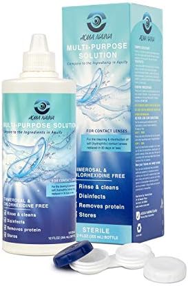 Aqua Naina (2 Pack) 12 Fl Oz | Contact Lens Solution | Cleaning and Disinfecting Multi-Purpose Solution | Convenient Everyday Lens Hygiene and Eye Care