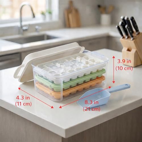 Juego de 3 bandejas apilables para hielo con tapa miniatura 3