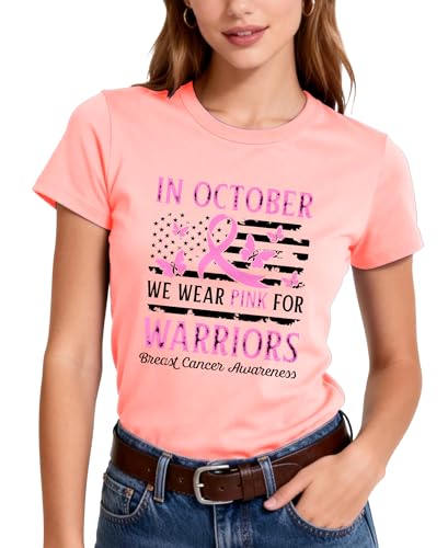 Breast Cancer Awareness Shirt Butterfly Breast Cancer Shirt Breast Cancer Tee in October We Wear Pink Short-Sleeve — view 2