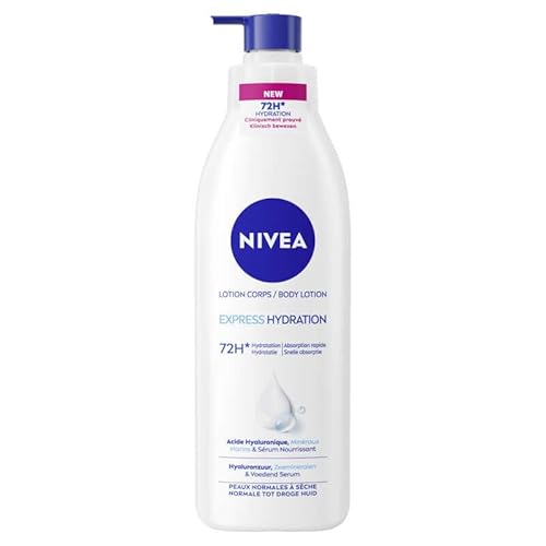 NIVEA Body Milk Hydration Express 72h (1 x 250 ml) - Body Milk with Pure Hyaluronic Acid - Body Care Fast Moisturising - Nourishing Serum for Normal Skin