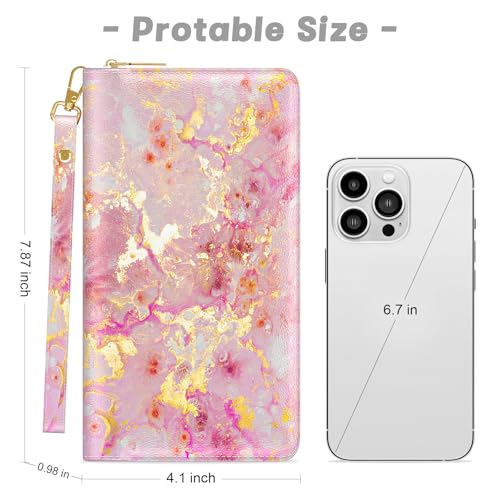 Image of Aiawoxc Womens Wallet, RFID Wristlet Wallets for Women, Ladies Clutch Purses, Large Travel Card Holder with Phone Holder | RFID