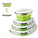 Virklyee 4 PCS Pranzo del Silicone Pieghevole Contenitori Pieghevoli in Silicone Pranzo del Silicone Pieghevoli in Silicone Scatola Bento Pieghevole Pieghevoli Contenitore per Pranzo (Verde)