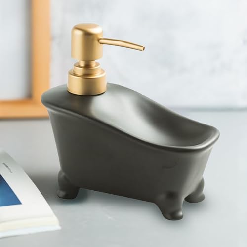 Image of The Better Home 350ml Ceramic Soap Dispenser for wash Basin - Black | Kitchen Accessories Items | Handwash Dispenser Bottle