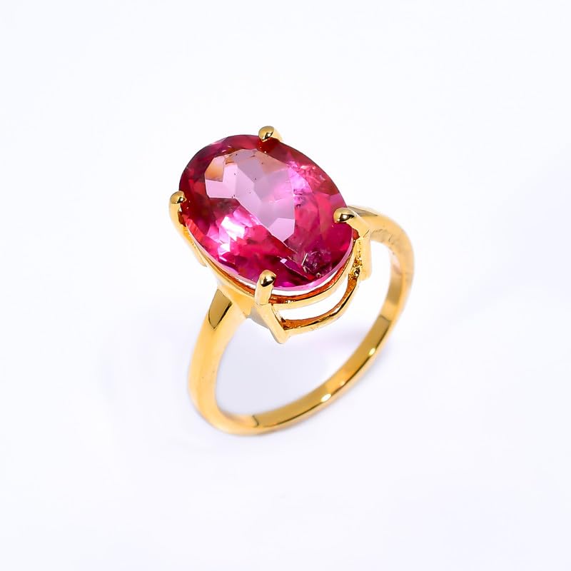 Bague en argent 925 topaze rose ovale R-022-24-13Or rose pour femme - 3