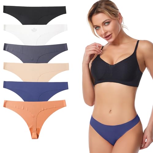Vorvowry Tangas Mujer Pack da 6 Suaves y Lisos Tangas, Cómodos Bragas Sin Costuras Mujer con Talle Bajo, Transpirables Ropa Interior Mujer da Sin Rastro L C-6 Farben
