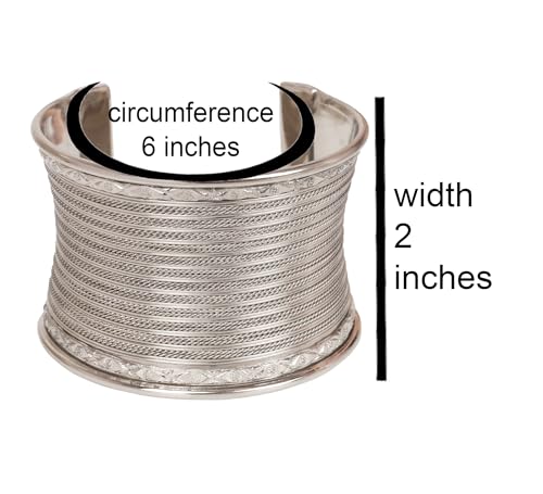 Image of Touchstone Indian Bollywood Desire Brass Base Exotic Workmanship Free Size Cuff Bracelet in Antique Gold Or White Or Copper Tone for Women.