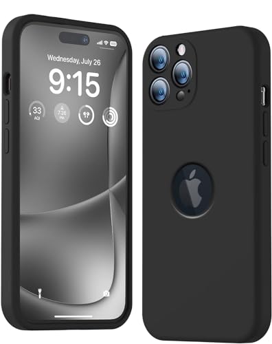 Image of VONZEE Shockproof Matte Flexible Back Cover for iPhone 13 Pro Max Case Square Pattern Liquid Silicon TPU Camera Protection Back Cover (6.7 Inch) - Black