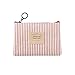 Produktbild jingyuu 1 Stück Reißverschluss klein Handtasche Leinwand Kleine Rote Streifen Kosmetische Kosmetiktasche Aufbewahrungstasche Schlüssel Aufbewahrungstasche Mäppchen für Frauen 12 * 9cm