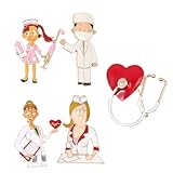 HANABASS 5 Stück Teiliges Medizinisches Stethoskop Arzt Krankenschwester Broschen aus Langlebiger Legierung Modischer Schmuck für Kleidung Taschen Schals und Mäntel