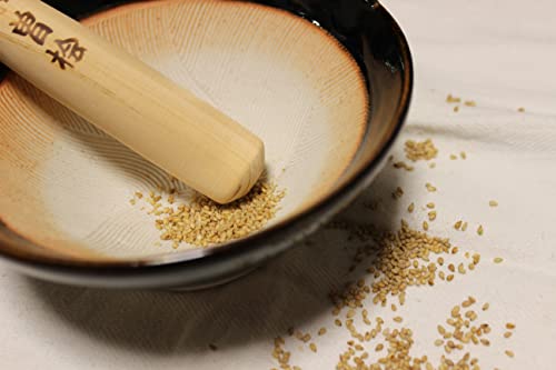 Made In Japan Ripple Ridge Mortar And Pestle Suribachi And Surikogi Set Small 5.91 Inches For Both Right And Left Handed Black Authentic Mino Ware Pottery K81714 #TOP4