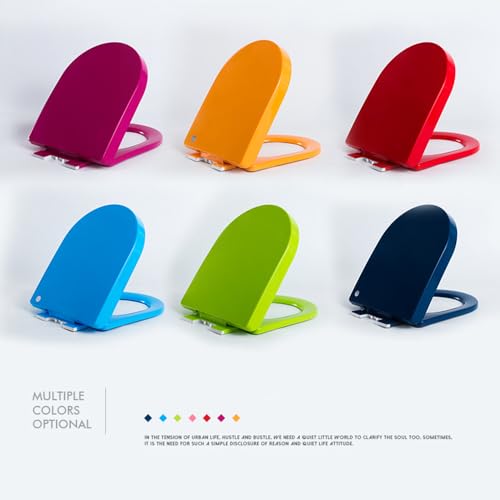 D Shape Toilet Seat, Soft Close Loo Seat with Easy Top Fix, One Button Quick Release for Cleaning, Colored Thicken Toilet Seat Soft Close,Purple,360 * 445mm