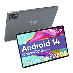Weelikeit Tablet 10 inch, Android 14 Tablets with Octa-Core Processor 14GB(6+8) RAM 128GB ROM, 1200×1920 FHD Screen, 5G WiFi, 5MP+13MP Dual Camera, Bluetooth 5.0, 7000mAh Battery (Gray)