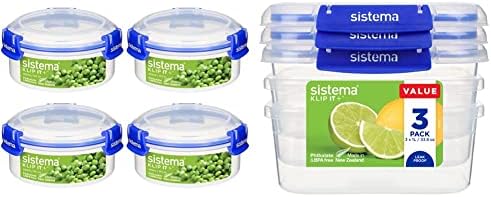Sistema KLIP IT PLUS Cracker Food Storage Container | 1.8 L Biscuit Tin | Stackable & Airtight Fridge/Freezer Container with Lid | BPA-Free | Recyclable with TerraCycle® | Blue Clips | 1 Count