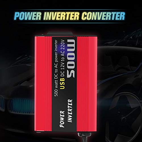 500W DC naar AC Power Converter DC 12V naar 110V 220V AC auto-omvormer met dubbele USB rood - Image 6