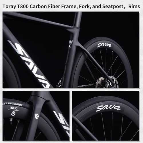 SAVADECK A7L Carbon Road Bike, T800 Carbon Fiber Frame 700C