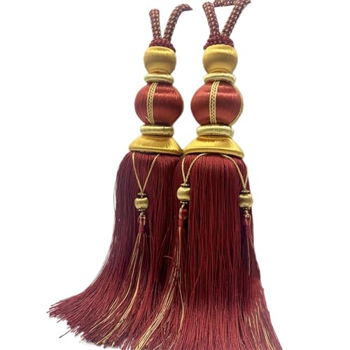 LDFWAY Burgundy Curtain Tiebacks 2 Pack with Tassels