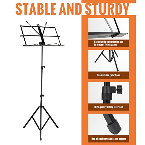 8 Pcs Music Stands Music Stand For Sheet Music Portable Folding Music Stand Extra Sturdy Adjustable Metal Music Holder Compact Lightweight Travel Violin Guitar Clarinet Stand With Carrying Bag #TOP2