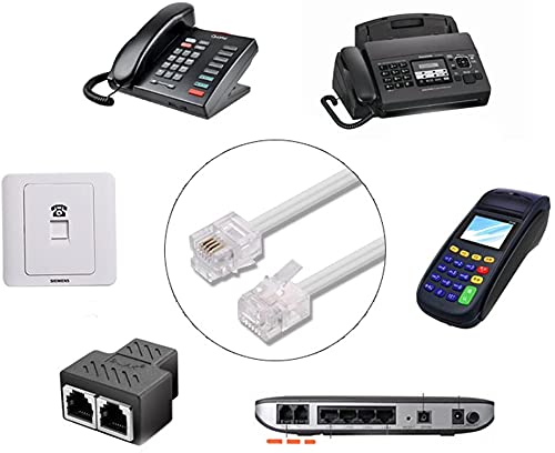 HUAZIZ 10m White RJ11 Cable ADSL Extension Lead Phone Cord Telephone Plug, Fibre Broadband Cable - Image 3