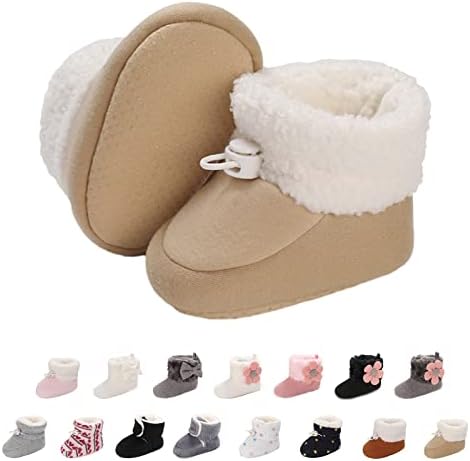 Baby Neugeborene Fleece Bootie, Winter Warme rutschfeste Weiche Sohle Winterschuhe Sock Schuhe Niedlich Einstellbar Krabbelschuhe Prewalker Stiefel für Mädchen Jungen Kleinkind Gr.