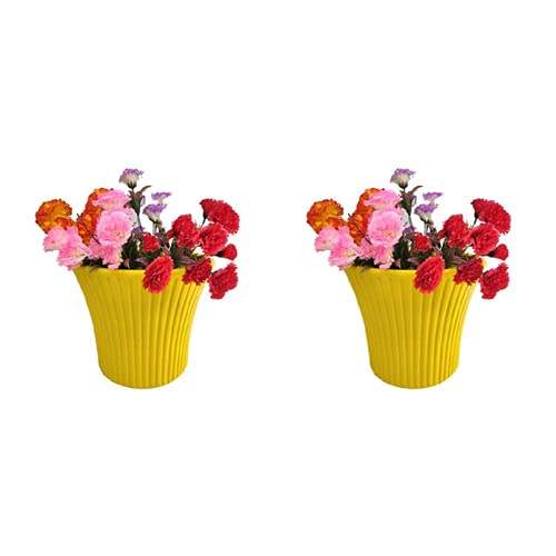 Amazon Brand - Umi Sunshine Flower Pot/Planters for Home Decor, Plastic Pots for Gardening/Home, Flower Pots Indoor-Outdoor & Planter for Plants (Yellow) (Pack of 2) (B09SHXKT76) Amazon Price History, Amazon Price Tracker