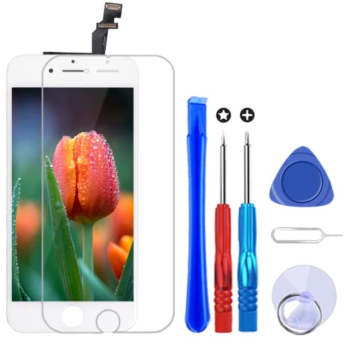 Brinonac Screen Replacement for iPhone 6 Plus 5.5 inch LCD Digitizer Touch Screen LCD Replacement Screen Frame Assembly Full Set with Tools and Screen Protector (White)