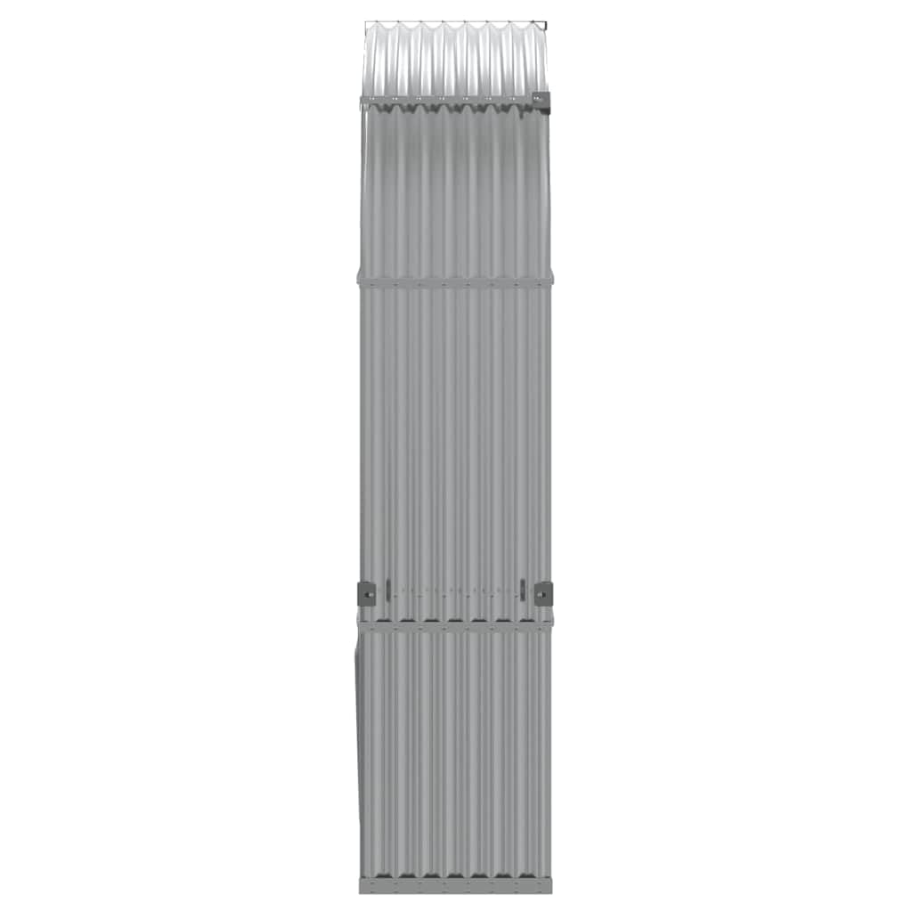 Fengshui Verzinkter Stahl Kaminholzunterstand 120x45x210 cm | Für Brennholz, Belüftung, 2 Wandhaken, Stahlblech, hellgrau