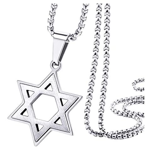 555Jewelry Stainless Steel Star of David Necklace Cover