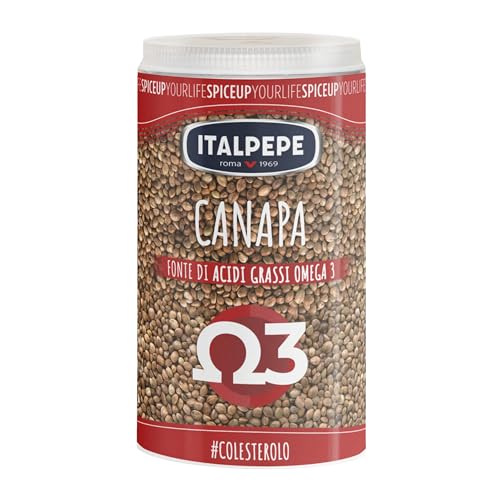 Italpepe, Semi di Canapa, Fonte di Acidi Grassi Omega 3, Pack Richiudibile 100% Riciclabile, Ideale da Aggiungere a Yogurt, Insalate e Hamburger Vegetali