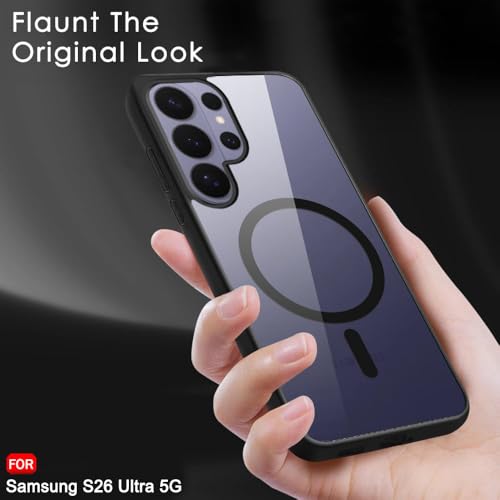 Image of TheGiftKart for Samsung S26 Ultra Case, Hard Clear Back Cover Compatible with MagSafe, Non-Yellowing Back, Hybrid Protective Transparent Galaxy S26 Ultra Back Cover (PC & TPU, Black Sides)