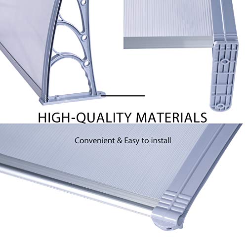 VIVOHOME Polycarbonate Window Door Awning Canopy Grey 40 Inch x 120 Inch