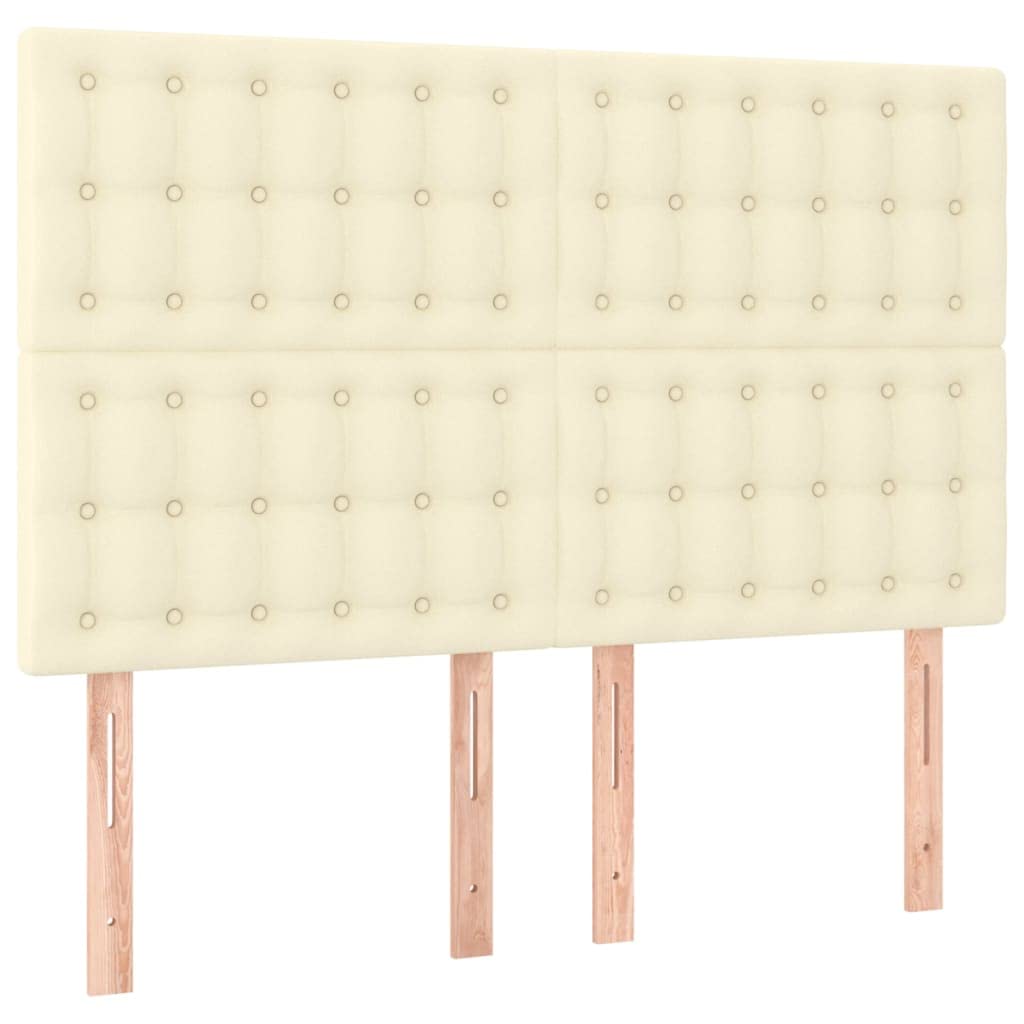 Ekoskóra z regulowanym zagłówkiem kontynentalne 140 x 190 cm kremowy | Łóżko kontynentalne z materacem sprężynowym kremowe 140x190 cm ekoskóra z regulowanym zagłówkiem