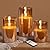 Eywamage Gold Glass Flameless Pillar Candles with Remote, Flickering Battery Operated Christmas LED Candles Set of 3