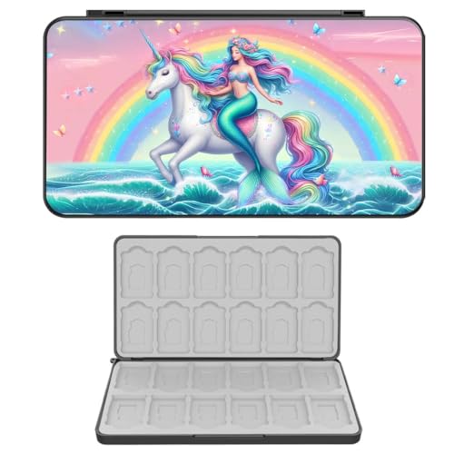 Unicorn Hard Travel Card Case for Nintendo Switch, Mermaid Game Card Case for Nintendo Switch, Game Card Holder Game Storage with 24 Cartridge Slots, Protective Case, Games Accessories