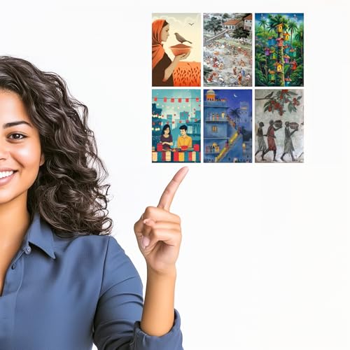 Image of SiddArtify Village Art Print Set - Set of 2-4x6 Inch - Board (Pack of 6) - Sticker (Pack of 6) Wall Room Decoration art Poster Prints