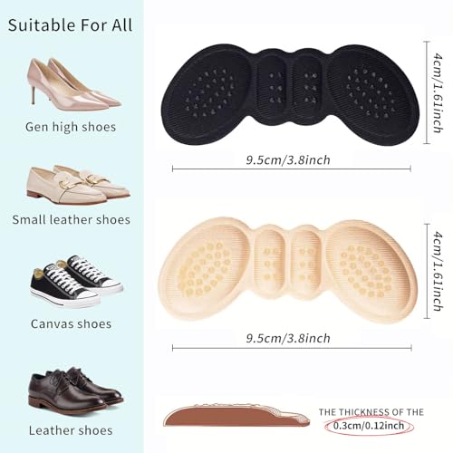 Heel pads for shoes, Heel Grips Liner Cushions Inserts for Loose Shoes, High Heel Comfort Pads Men Women,Anti-Slip Heel Grips, Prevent Rubbing Blisters Heel Slipping(6Pairs) Beige+Black - Thumbnail 3