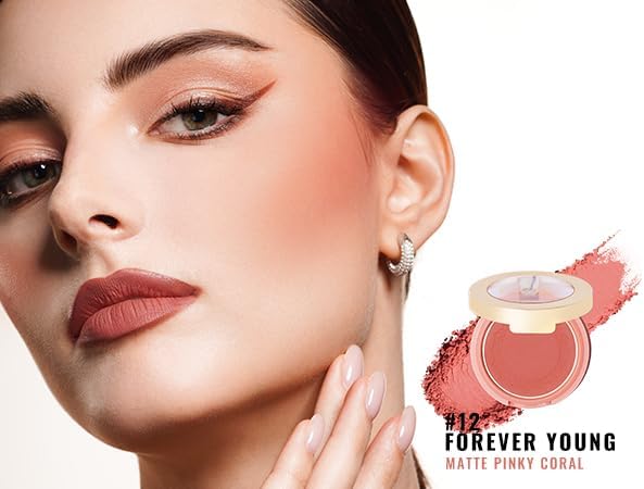 Oulac Blush Powder Matt Blush Powder & Gentle Application Natural Makeup Vegan & Cruelty Free Suitable for Various Skin Types 4.8 g 12 Forever Young