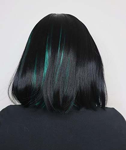 ALLAURA Two Tone Wig for Women Black & Emerald Green – Realistic Hair with Bangs, Fits All, Heat-Resistant, Curl & Restyle Bob – Fashion or Cosplay Fun image 5