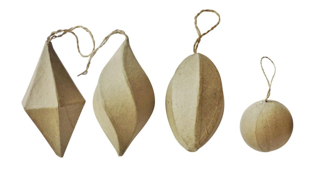 Formes de Noël en papier mâché brut lot de 60 suspensions