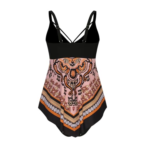 Tanquíni feminino com shorts, maiô acolchoado sexy, alças finas, estampado, roupa de banho com contr