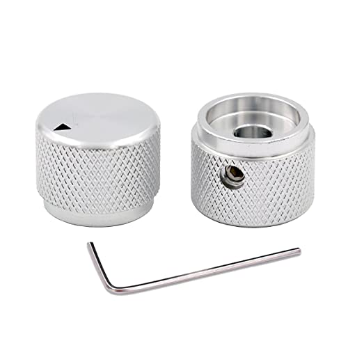 ROZILO 2pcs Aluminum Electronic Control Potentiometer Audio Knob 20mm Dia. x 15.5mm Height for 6mm Diameter Shaft Chrome